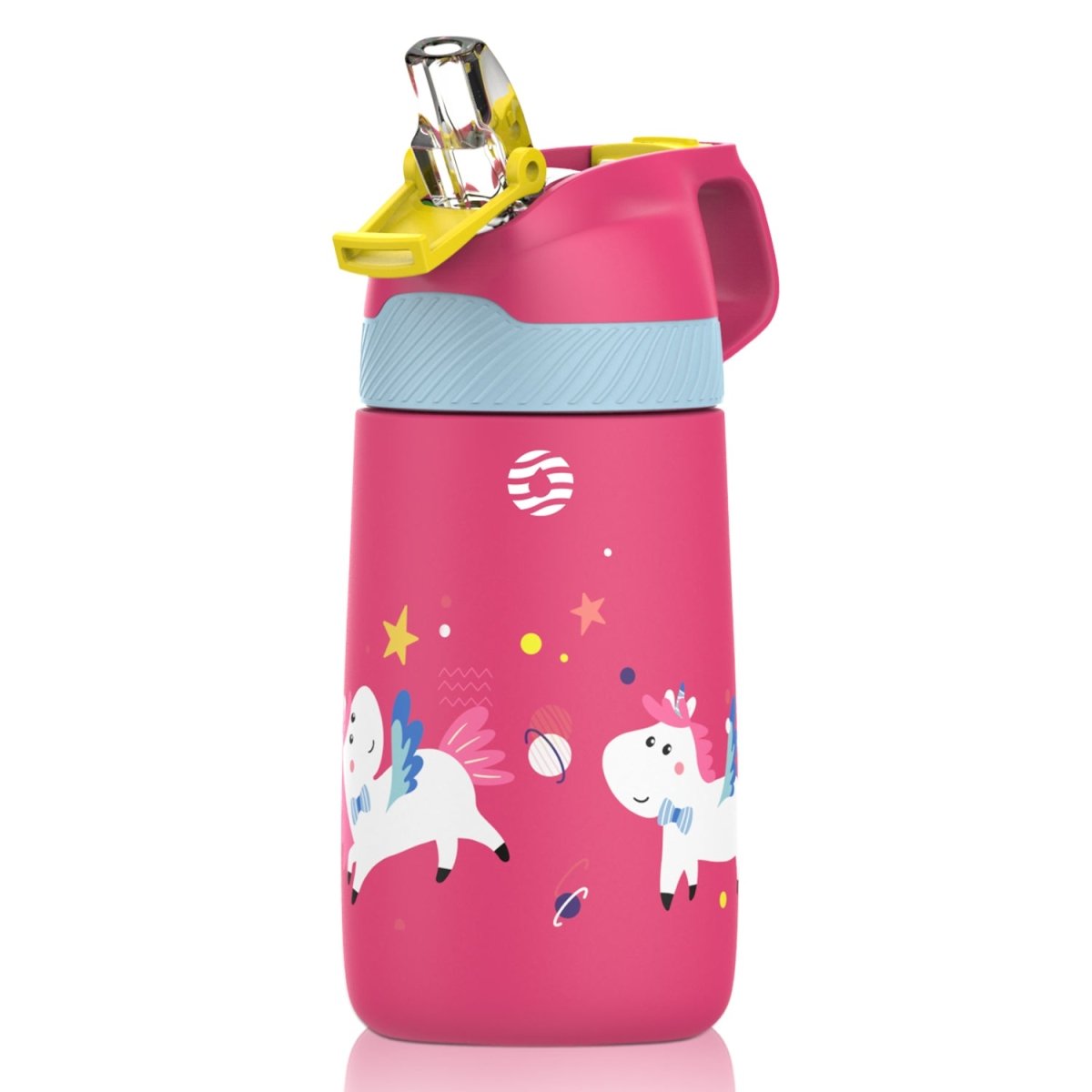 350 ml leak-proof drinking bottle thermos for children with straw, pink unicorns – FJbottle