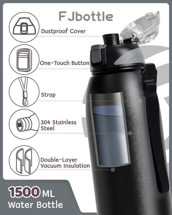 1000ml stainless steel thermos water bottle with carrying bag, carbonated drink bottle, blue 