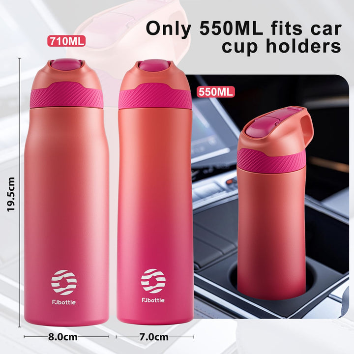 550ml Sports Water Bottle Stainless Steel with Straw, Pink &amp; Blue