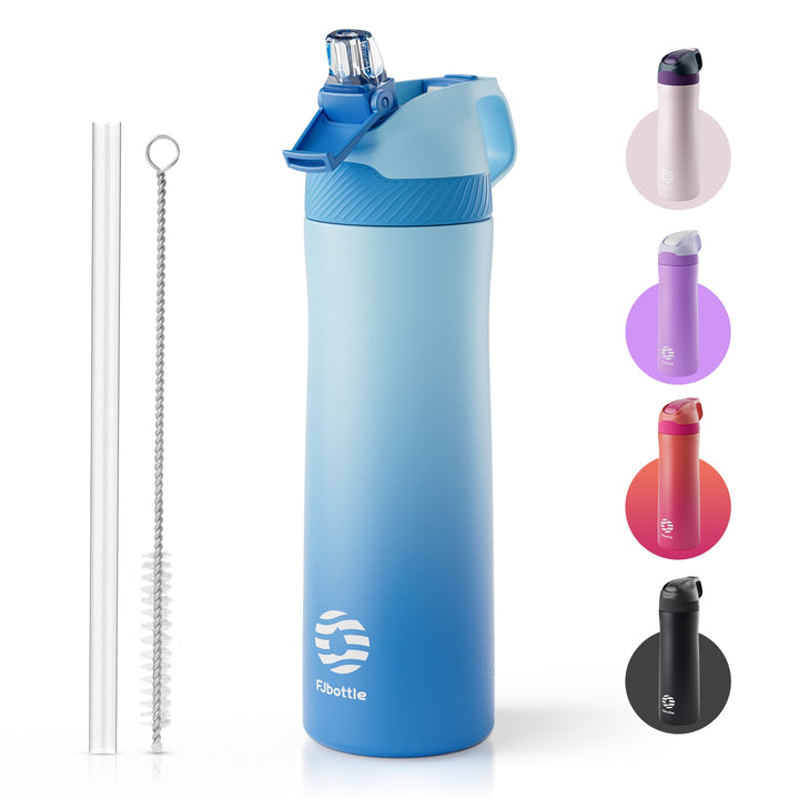 550ml Sports Water Bottle Stainless Steel with Straw, Pink &amp; Blue