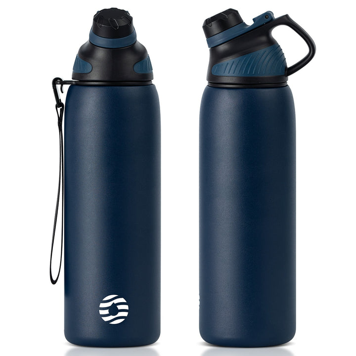 1000ml Thermos Flask Stainless Steel Water Bottle with Magnetic Lid, Carbonated Water Bottle, Blue 