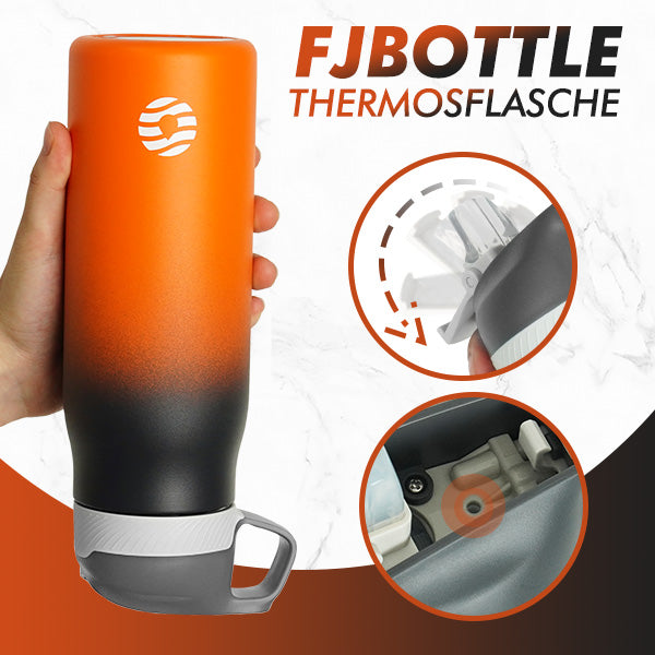 Clearance Sale, 710ml Insulated Stainless Steel Water Bottle with Straw, Black &amp; Orange